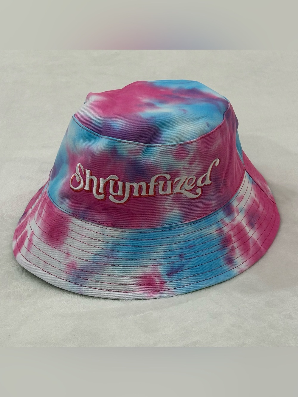 Shrumfuzed Tie Dye Embroidered Logo Reversible Green All Over Print Bucket Hat